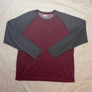 Columbia Men’s Long Sleeve Raglan Tee - Red/Gray